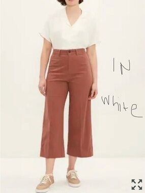 Frank & Oak Women’s White High-Waisted Wide-Leg Cropped Pants, s12